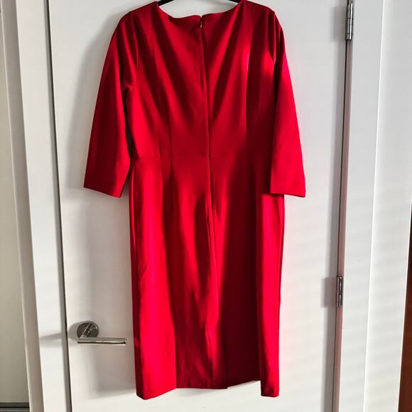 New Talbots Shift Dress Red V-Neck Twisted Front Back Zip 3/4 Sleeve Sz 12 - Picture 5 of 5